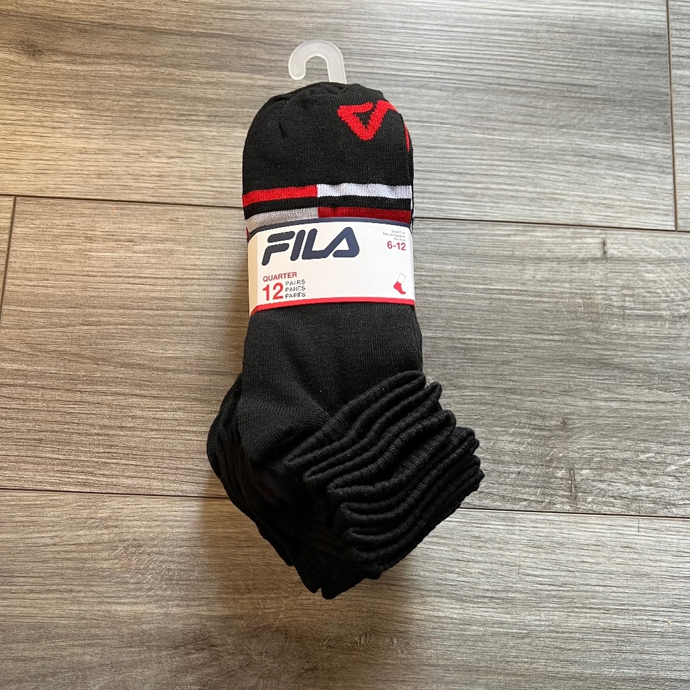12  Pair Fila Men's Sport-style Qtr Cut Versatility Comfort & Style Socks  10-13